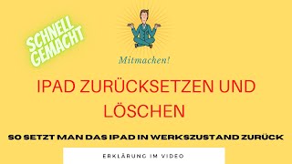 iPad zurücksetzen und ganz einfach löschen [upl. by Anirbus]