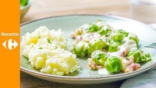 Choux de Bruxelles aux lardons dans leur sauce blanche [upl. by Kazue]