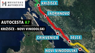 PREGLED TRASE Autocesta A7 dionica Križišće  Selce  Novi Vinodolski [upl. by Anilad]