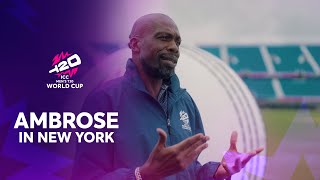 Curtly Ambrose visits Nassau County International Cricket Stadium in New York  T20WC 2024 [upl. by Yesak]