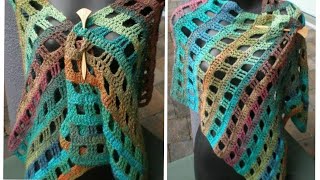 شال كروشيه مستطيل سهل وسريعcrochet shawl [upl. by Pantin838]