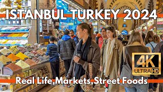 Istanbul turkey 2024 Real LifeMarketsStreet Foods in SirkeciEgyptian Bazaar  4K Walking tour [upl. by Moscow183]