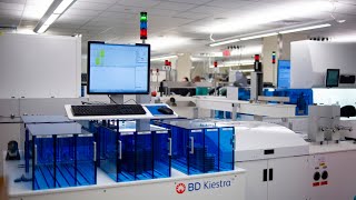 BD Kiestra conveyor transports hazardous samples in Michigan Clinical Pathologys new space [upl. by Oderfigis]