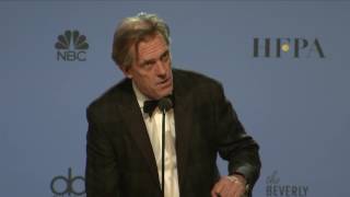 Hugh Laurie  Golden Globes 2017  Full Backstage Interview [upl. by Ila715]