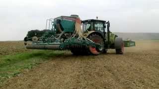 Sulky Kronos 6m  Claas Arion 640  semis de colza 2014 [upl. by Williams]