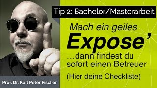 Tip 2 Bachelorarbeit Masterarbeit Checkliste Expose [upl. by Cleland]