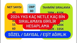 2024 YKS NET VE SIRALAMA HESAPLAMA  2024 YKS SIRALAMA NASIL OLUR  YKS KAÃ‡ NETLE KAÃ‡ BÄ°NE GÄ°RERÄ°M [upl. by Edd420]