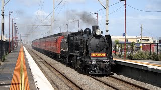 Steam returns to the Frankston line  SRVs Moorabbin Bayside Shuttles A2 986 amp K153 [upl. by Ecirbaf]