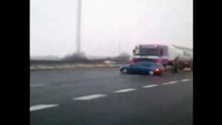 Watch Truck Driver Pushes Car Down Highway [upl. by Ambrosine]