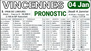 Prix de Limours 04 Jan Pronostic Quinté du demain VINCENNES [upl. by Ordisi552]