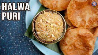 Halwa Puri Recipe  Serve Hot Puri With Yummy Halwa  MidDay Meal Ideas  Snacks  Varun [upl. by Arral]