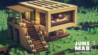 Minecraft How to Build a Wooden House  Easy Survival House Tutorial 123 [upl. by Akapol]