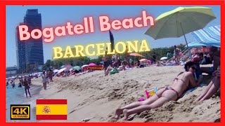 🇪🇸 4K Bogatell Beach  Beach Walk Barcelona [upl. by Schiffman]