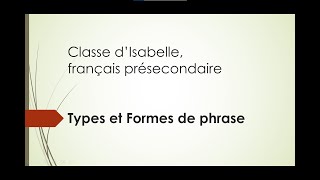 Types et formes de phrases [upl. by Giah]