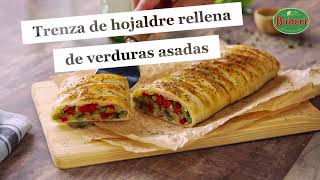 Trenza de hojaldre rellena de verduras asadas  Recetas Buitoni [upl. by Ahsuatan]