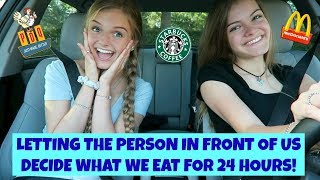 Letting the Person In FRONT of Us DECIDE What We Eat for 24 HOURS  Jacy and Kacy [upl. by Yenal]