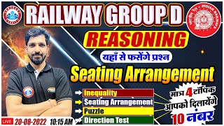 Seating Arrangement Inequality Puzzle Direction Test  Group D Reasoning Most Expected Questions [upl. by Dragoon]