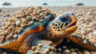 How to removal barnacles on shell sea turtle [upl. by Ainoda]