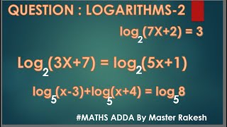 PART 2  UNDERSTANDING LOGARITHMS QUESTIONS लघुगणक प्रश्न StepbyStep Solutions  MATHSADDA” [upl. by Nigam]