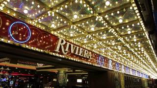 The Riviera Las Vegas Hotel Casino Exterior Neon 1 [upl. by Ydassac]