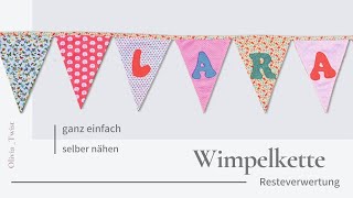 Wimpelkette nähen  aus Stoffresten [upl. by Betta]