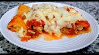 CANELONES DE POLLO SIN HORNO fáciles de preparar ¡riquísimos [upl. by Ardnaet]