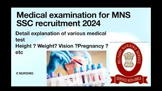 military nursing service 2024 medical examination MNS SSC 2024 medical criteria military nursing [upl. by Eednus]