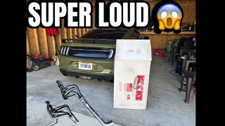 MUSTANG GT KOOKS HEADERS INSTALL😱 RIDICULOUSLY LOUD [upl. by Eelirak]