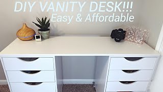 DIY VANITY DESK  Easy amp Affordable [upl. by Bortman68]