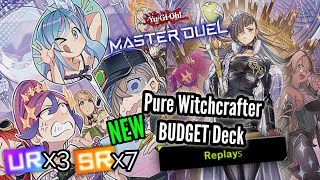 UPDATED Witchcrafter BUDGET Deck REPLAYS YuGiOh Master Duel Quick Gameplay Showcase GoldPlat [upl. by Berghoff599]