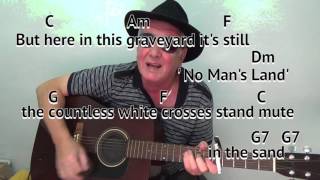 The Green Fields of France Willie McBride GUITAR LESSON playalong chords amp lyrics No Mans Land [upl. by Inalan]