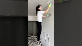 How to Prepare Tiles Wall ​ Wall paint​ Fast amp Beauty part 6005 [upl. by Adnohral]