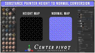 How to convert height map into Normal map in Substance painter  Center Pivot 3d subscribe [upl. by Lulu]