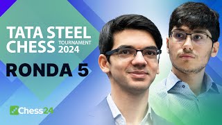 ¿Será capaz Pragg de alcanzar al líder Anish Giri  Tata Steel Masters 2024 5ª Ronda [upl. by Aldis]