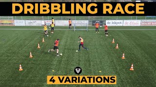 Fun Dribbling Race  4 Variations  Soccer Drills  Football Exercises [upl. by Rfinnej]