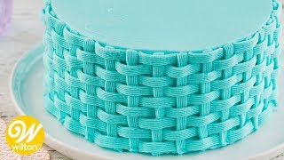 How to Pipe a Buttercream Basketweave Cake Design  Wilton [upl. by Aciretehs]