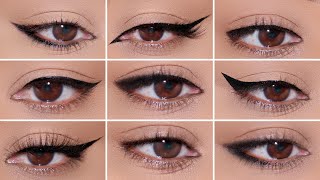 How To 9 Different Eyeliner Styles on HOODED EYES  Easy Beginner Friendly Tutorial [upl. by Randy]