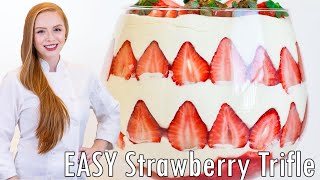 Super EASU Strawberry Trifle Recipe NoBake Dessert Recipe [upl. by Enrev]