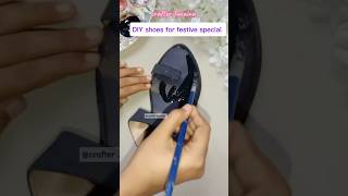 Omg 😱 DIY shoes for festive special🥰diyfestival recyclingtendingonshortsviralsongshortseshoes [upl. by Stila]