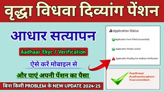 यूपी पेंशन आधार वेरिफिकेशन  up pension aadhar verification  vidhwa pension kyc kaise kare 2024 [upl. by Xel771]