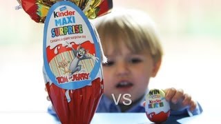 Kinder MAXI vs Kinder Surprise Eggs​​​ [upl. by Parette70]