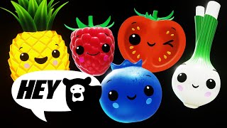 Hey Bear Sensory  Fruit Salad Dance Party  Counting 1 to 10  Fun animation with music [upl. by Anelram]