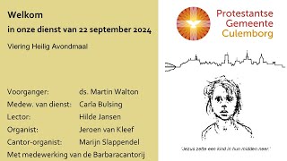 Zondag 14 september  Oecumenische Vredesdienst  RvK Culemborg [upl. by Zales]