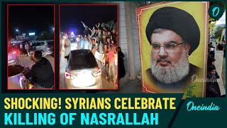 Hezbollahs Nasrallah Killed Shocking Videos Show Syrians Celebrating Death of Hezbollah Nasrallah [upl. by Saxela]