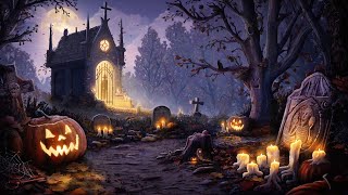 Haunted Graveyard Halloween Ambience with Spooky and Relaxing Sounds [upl. by Nidla]