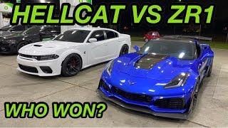 2020 CHARGER HELLCAT VS 2019 CORVETTE ZR1 ROLL RACE [upl. by Imeka]