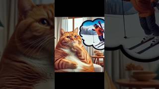 cat skiing with friends animation video shorts trending viralvideo skiing cat aicat funny [upl. by Chyou]