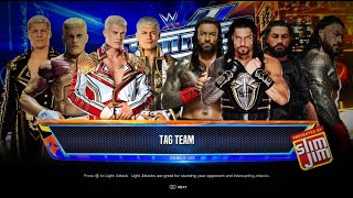 CODY RHODES 4 DIFFERENT VERSIONS VS ROMAN REIGNS 4 DIFFERENT VERSIONS  8 MAN TAG TEAM  WWE 2K24 [upl. by Bruner191]