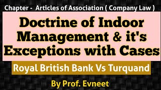 Doctrine of Indoor Management  Exceptions of doctrine of indoor management  Royal British Bank Vs [upl. by Gawen552]