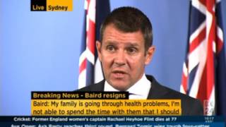 NSW Premier Mike Baird resignation press conference [upl. by Enorej793]